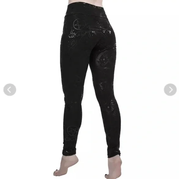 Killstar Black on Black High-Waisted Leggings - Picture 2 of 7